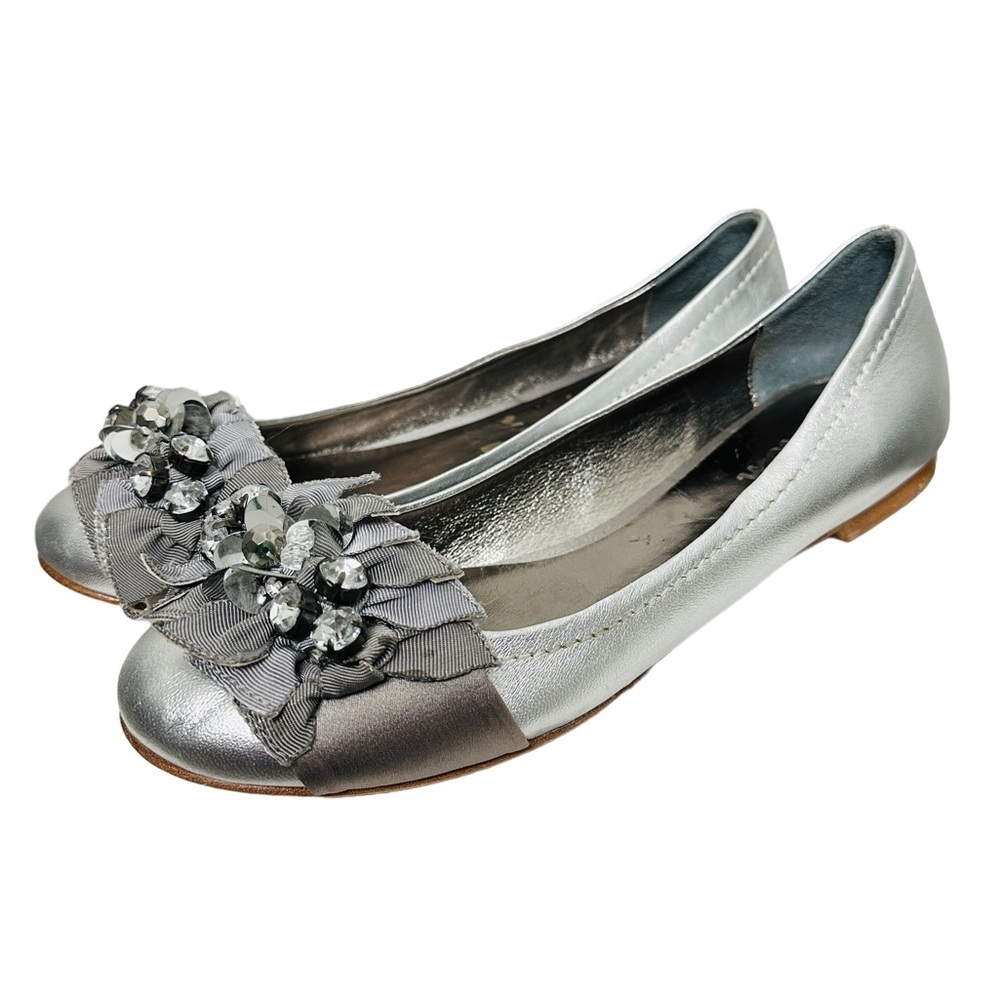 BODEN Silver Metallic Embellishment Flats Size 8